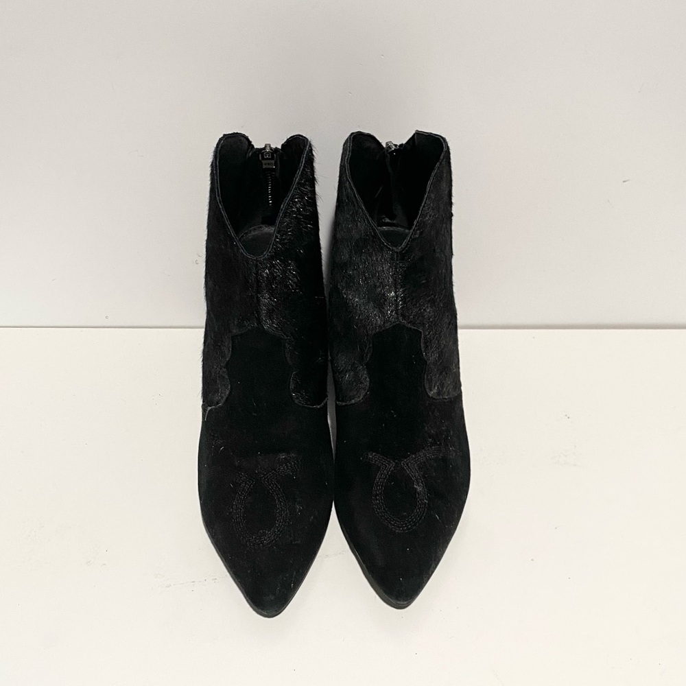 Lola Cruz Jewel Shoes Ivy Leather Fur Booties Ankle‎ 38 Black - Picture 9 of 10